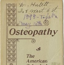 ASO Osteopathy Pamphlet ca. 1899