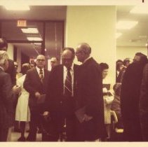 Kirksville Osteopathic Hospital dedication group talking 1972