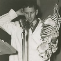 KCOS student with skeleta torso at Sadie Hawkins event 1954-1955