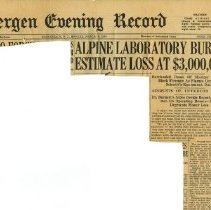 Alpine Laboratory Burns; Estimates Loss at $3,000,000