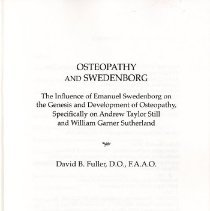 Osteopathy and Swedenborg The Influence of Emanuel Swedenborg