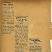 Page Eight of the Alpha Phi Omega Scrapbook