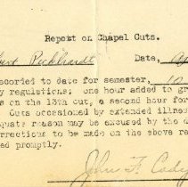 Report on Chapel Cut