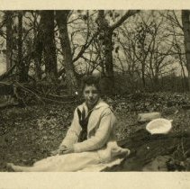 Unidentified woman in woods ca. 1924
