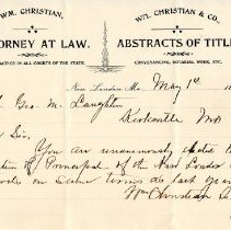 Letter from William Christian to Prof. George M. Laughlin