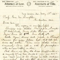 Letter from William Christian to Prof. George M. Laughlin