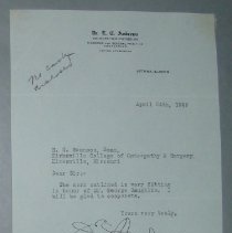 Letter to H.G. Swanson from E.C. Anderson