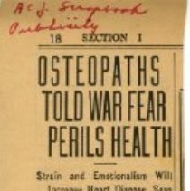 Osteopaths Told War Fear Perils Health