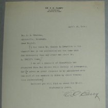 Letter from C.O. Casey to H.G. Swanson