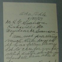 Letter from Ella D. Coltrane to H.G. Swanson
