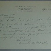 Letter from Emma C. Crossland to H.G. Swanson