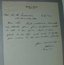 Letter from D.L. Davis to H.G. Swanson