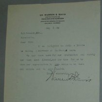 Letter from Warren B. Davis to H.G. Swanson