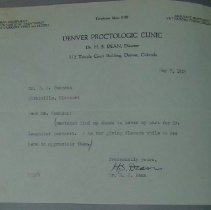 Letter from H.S. Dean to H.G. Swanson