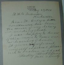 Letter to H.G. Swanson from Albert E. Berry and Nelle S. Berry
