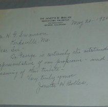 Letter from Jenette H. Bolles to H.G. Swanson