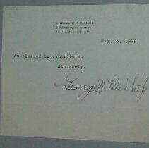 Letter from George N. Bishop to H.G. Swanson