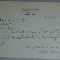 Letter from Hester Brown to H.G. Swanson