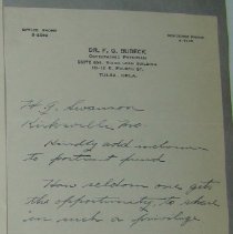 Letter from F.G. Bubeck to H.G. Swanson