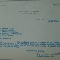 Letter from Oliver C. Foreman