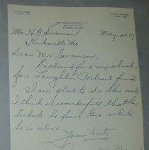 Letter from James M. Fraser to H.G. Swanson