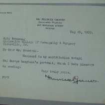Letter from Frances Graves to H.G. Swanson