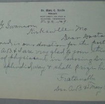 Letter from A.B. and Mary C. Hardin to H.G. Swanson