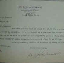 Letter from J.H. Henderson to H.G. Swanson