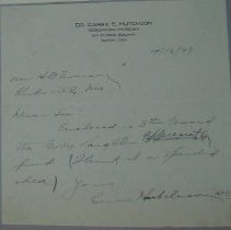 Letter from Carrie E. Hutchison to H.G. Swanson