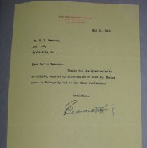 Letter from Edward D. King to H.G. Swanson