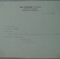 Letter from Charles T. Kyle to H.G. Swanson
