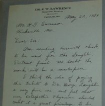 Letter from J.W. Lawrence to H.G. Swanson