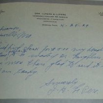 Letter from J.H. LaPere to H.G. Swanson