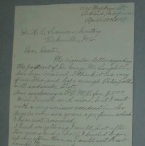 Letter from Clara DeGress McKinney to H.G. Swanson