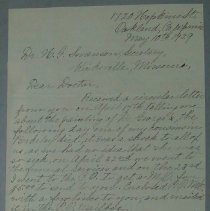 Letter from Clara DeGress McKinney to H.G. Swanson