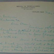 Letter from Royal A. McWilliams to H.G. Swanson