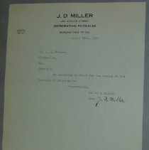 Letter from J.D. Miller to H.G. Swanson