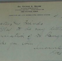 Letter from George E. Moore to Doctors and Friends