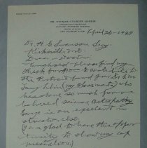 Letter from Thomas Charles Morris to H.G. Swanson