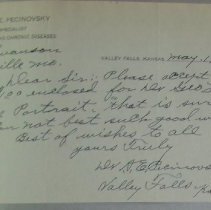 Letter from A.E. Pecinovsky to H.G. Swanson