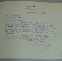 Letter from A.F. Steffen to H.G. Swanson
