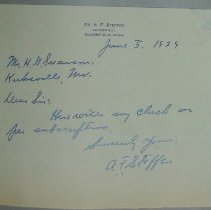 Letter from A.F. Steffen to H.G. Swanson