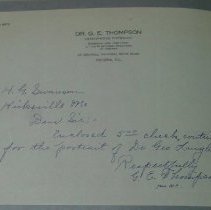 Letter from G.E. Thompson to H.G. Swanson