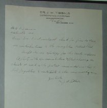 Letter from J.W. Tibbals to H.G. Swanson