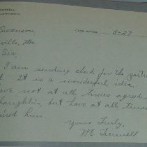 Letter from H.E. Tunnell to H.G. Swanson