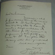 Letter from Asa Gordon Walmsley to H.G. Swanson