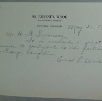 Letter from Ernest L. Wood to H.G. Swanson