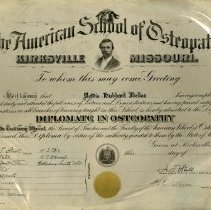 Oversize Nettie Bolles' ASO graduation diploma 1897