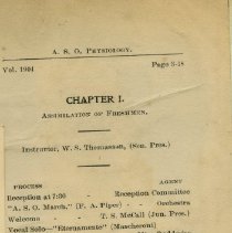 ASO Assimilation of Freshmen program 1904