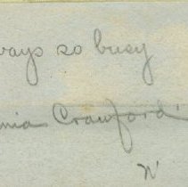 Arthur S. Bean name card with note from S. Virginia Crawford 1904